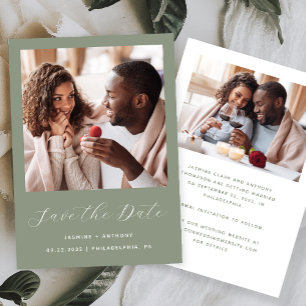 Save The Date Moins de 2 photos en mode vert de script