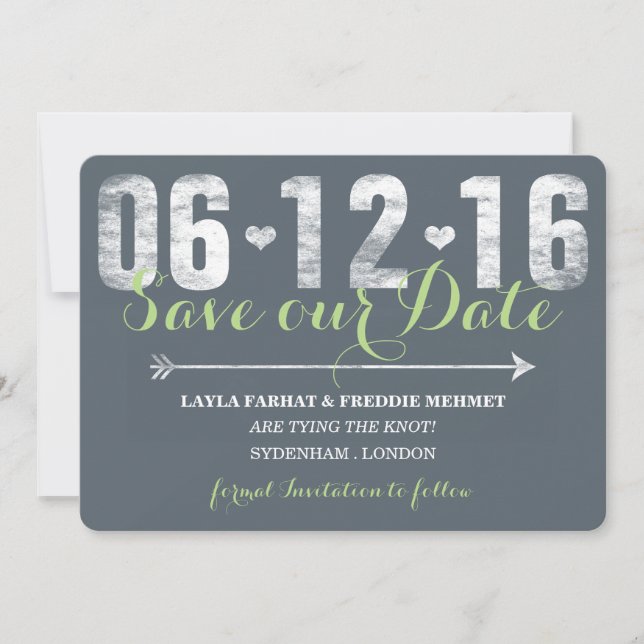 Save The Date Monnaie Et Gris À La Mode Enregistrer La Date (Devant)