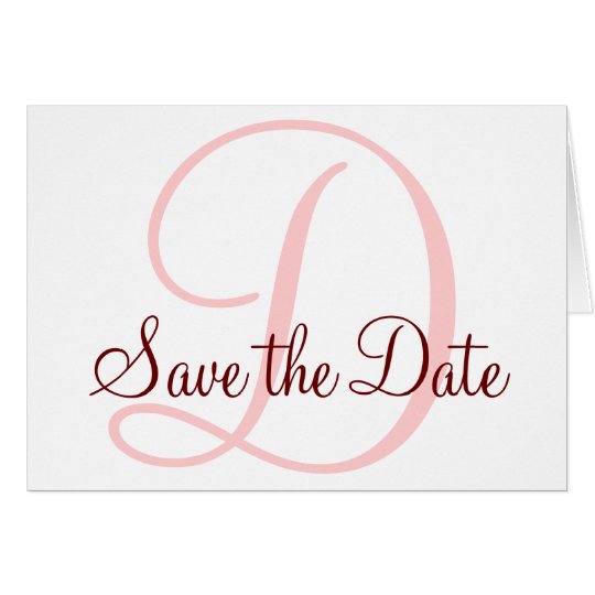 Save the Date Monogram Card Coral Pink