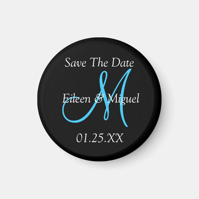Save The Date Monogram Custom Wedding Information Magnet (Front)