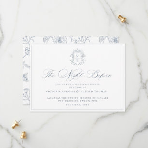 Save The Date Monogramme Bleu Dusty La Nuit Avant L'Invitation