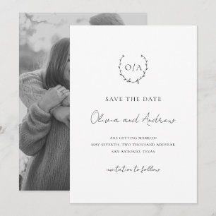 Save The Date Monogramme classique Cimier de couronne de couronn