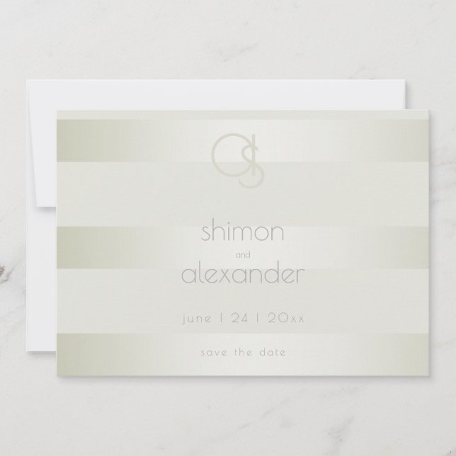 Save the date | Monogramme de bande de mousse pâle (Devant)