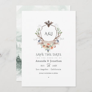 Save The Date Monogramme de bois Laurel Crest Mariage Photo