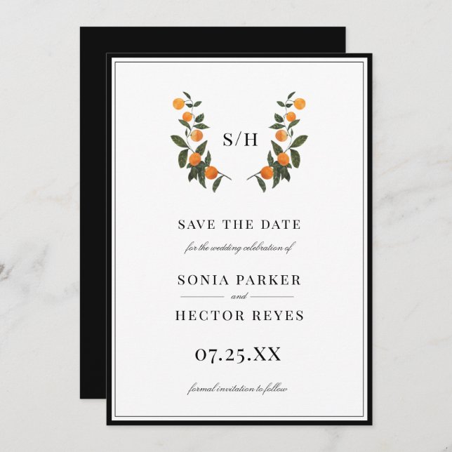 Save The Date Monogramme de citron vert (Devant / Derrière)