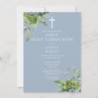 Monogramme de verdure de bleu poussiéreux Première