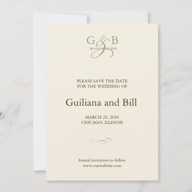 Save The Date monogramme enregistrer la date (Devant)