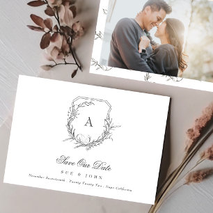 Save The Date monogramme floral vintage classique