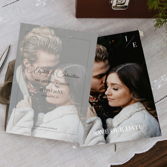 Save The Date Monogramme minimaliste (Minimalist Monogram Photo Save the Date)