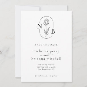 Save The Date Monogramme minimaliste de Mariage rustique moderne