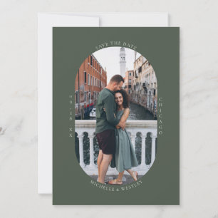 Save The Date Monogramme minimaliste Moss Mariage vert photo