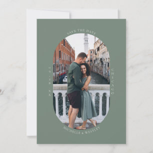Save The Date Monogramme minimaliste Sage vert Mariage photo