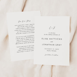 Save The Date Monogramme noir et blanc Mariage élégant