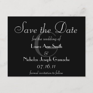 Save The Date Monogramme noir et blanc vintage Enregistrer la da