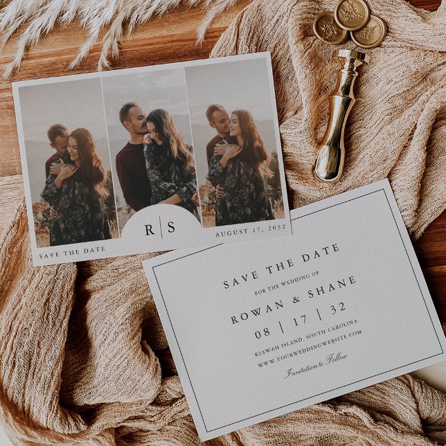 Save The Date Monogramme noir et écrin classique photo horizonta (Créateur téléchargé)