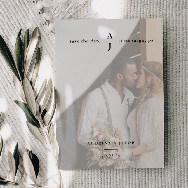 Save The Date Monogramme noir simple Un Mariage photo (Créateur téléchargé)