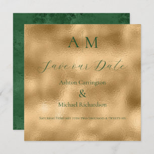 Save The Date Monogramme or vert Mariage moderne