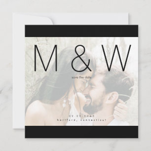 Save The Date Monogramme photo en couple Carré moderne Enregistr