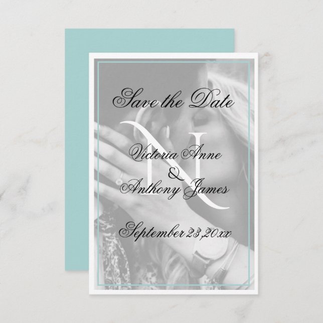 Save The Date Monogramme Photo Script Mariage Enregistrer La Dat (Devant / Derrière)