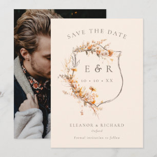 Save The Date Monogramme Rustique Floral Crest Mariage de automn