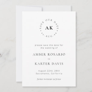 Save The Date Monogramme simple minimaliste moderne