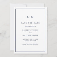 Monographie bleu marine simple Mariage élégant