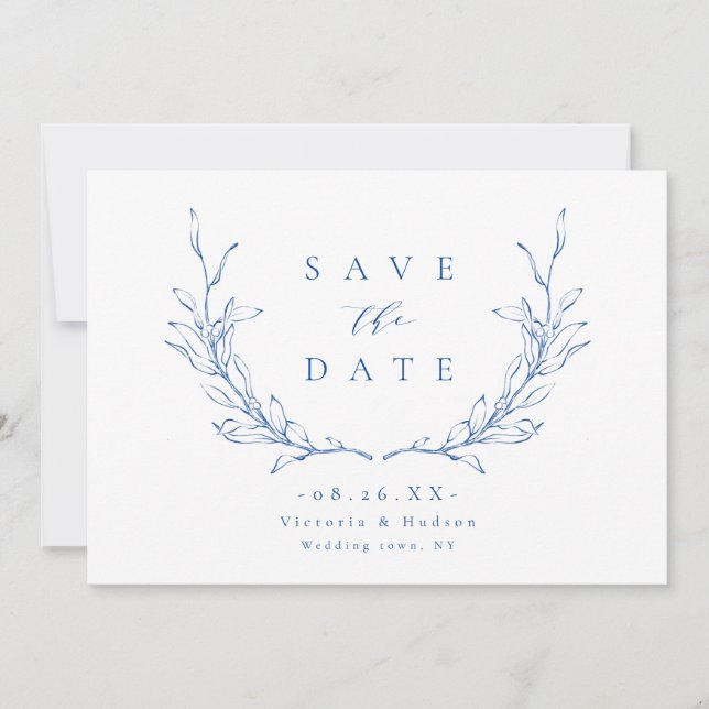 Save The Date Monographie de crête botanique d'élégance simple b (Devant)