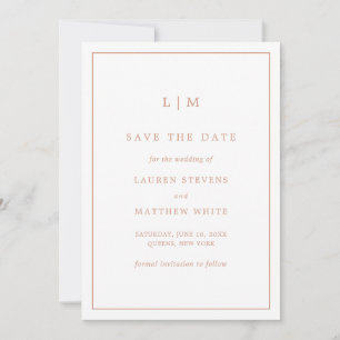 Save The Date Monographie rose Rose simple Mariage élégant