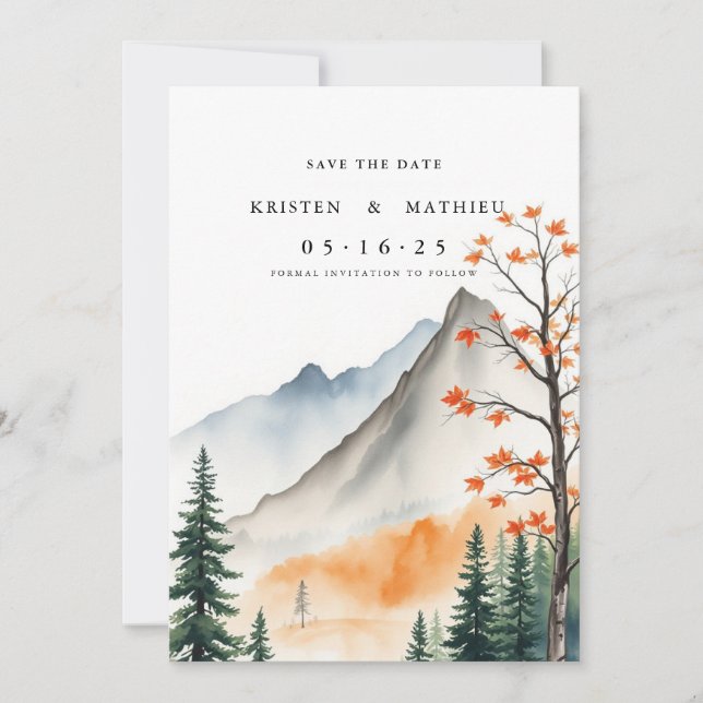 Save The Date Montagne imprimable Script (Devant)