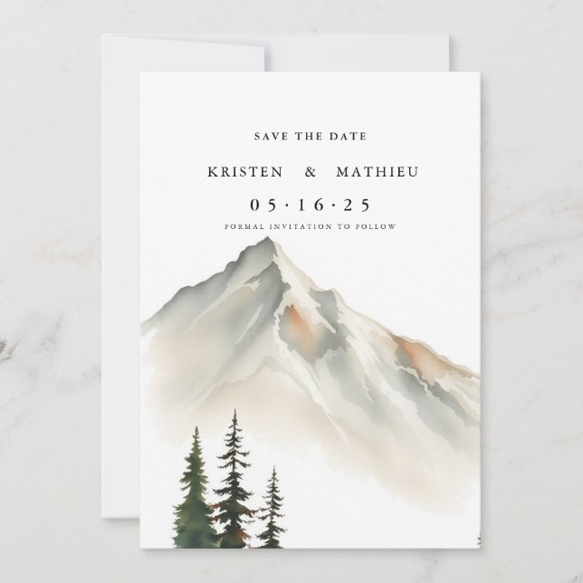 Save The Date Montagne personnalisée minimale (Devant)