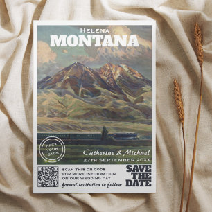 Save The Date Montana Vintage Mariage Voyage Code QR