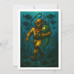 Save The Date Montauk Salvage Co. Plongeur avec ami 5x7 Blank