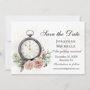Save The Date Montre Roses Roses Roses Mariage Vintage Élégant