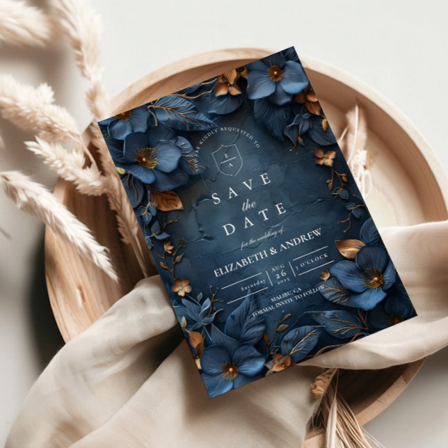 Save The Date Moody Copper Floral Wedding (Créateur téléchargé)