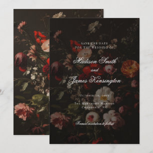 Save The Date Moody foncé automne fleurs d'automne Mariage