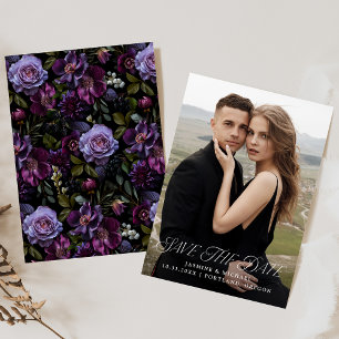 Save The Date Moody Gothic Floral Photo Enregistrer La Date