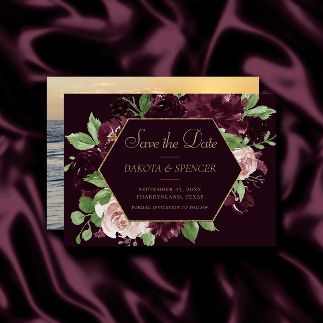Save The Date Moody Passion | Bouquet Dramatique de Rose de vin  (Créateur téléchargé)