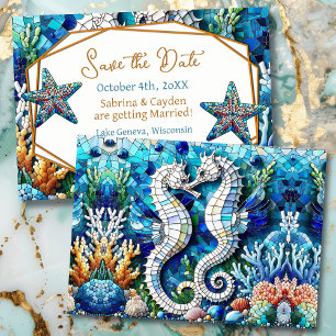 Save The Date Mosaic Seahorses Plage romantique