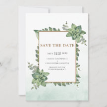 Moss Green Gold Aquarelle Mariage de trame Succule