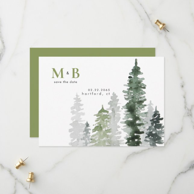 Save The Date Moss Green Mariage (Devant/Arrière en situation)