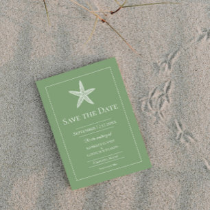 Save The Date Moss Green Starfish Monogramme Photo