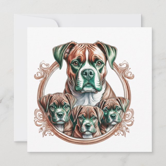 Save The Date Mother Boxer And Her 3 Pups (Devant)