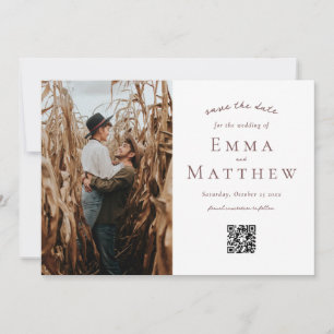 Save The Date Motif de carreaux à l'aquarelle - QR & Photo