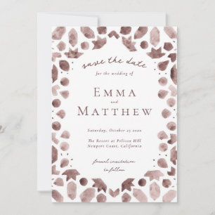 Save The Date Motif de carreaux Brown arabe avec QR