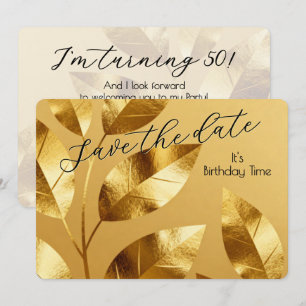 Save The Date Motif de fond de feuilles dorées élégantes 1