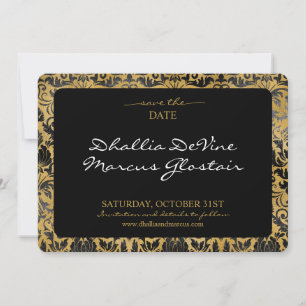 Save The Date Motif de goth noir et or