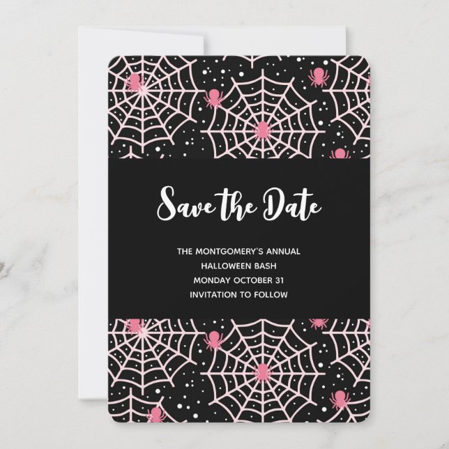 Save The Date Motif des toiles d'Halloween et araignées (Devant)