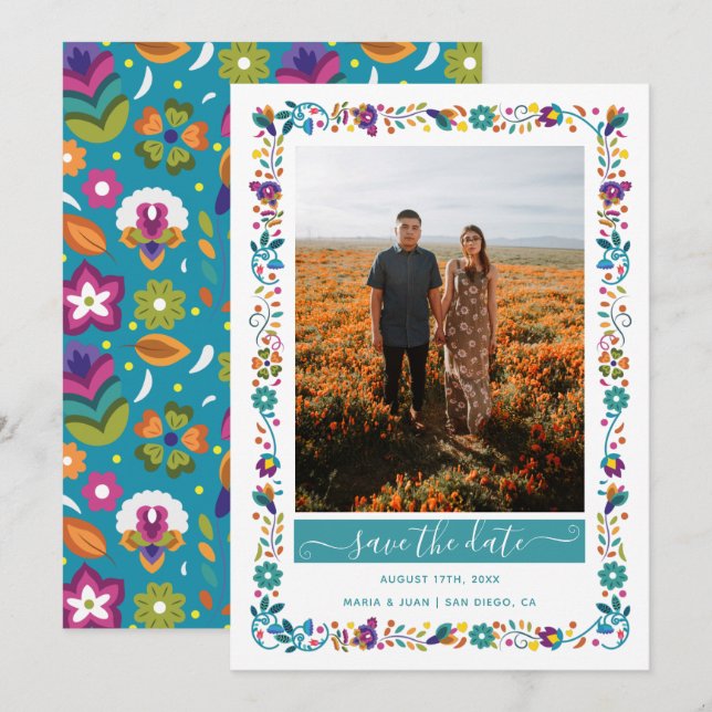 Save The Date Motif floral Mariage de style mexicain (Devant / Derrière)