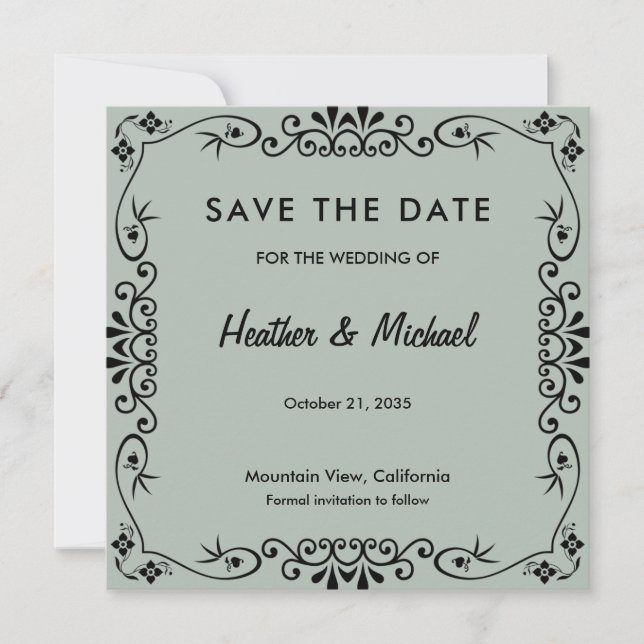 Save The Date Motif floral pour mariage à date fixe (Devant)