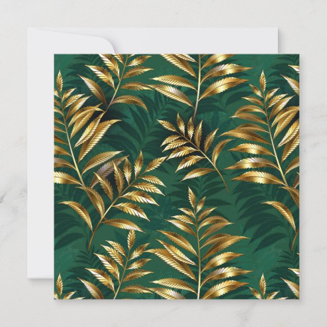 Save The Date Motif sans couture avec des fougères dorées (Devant)